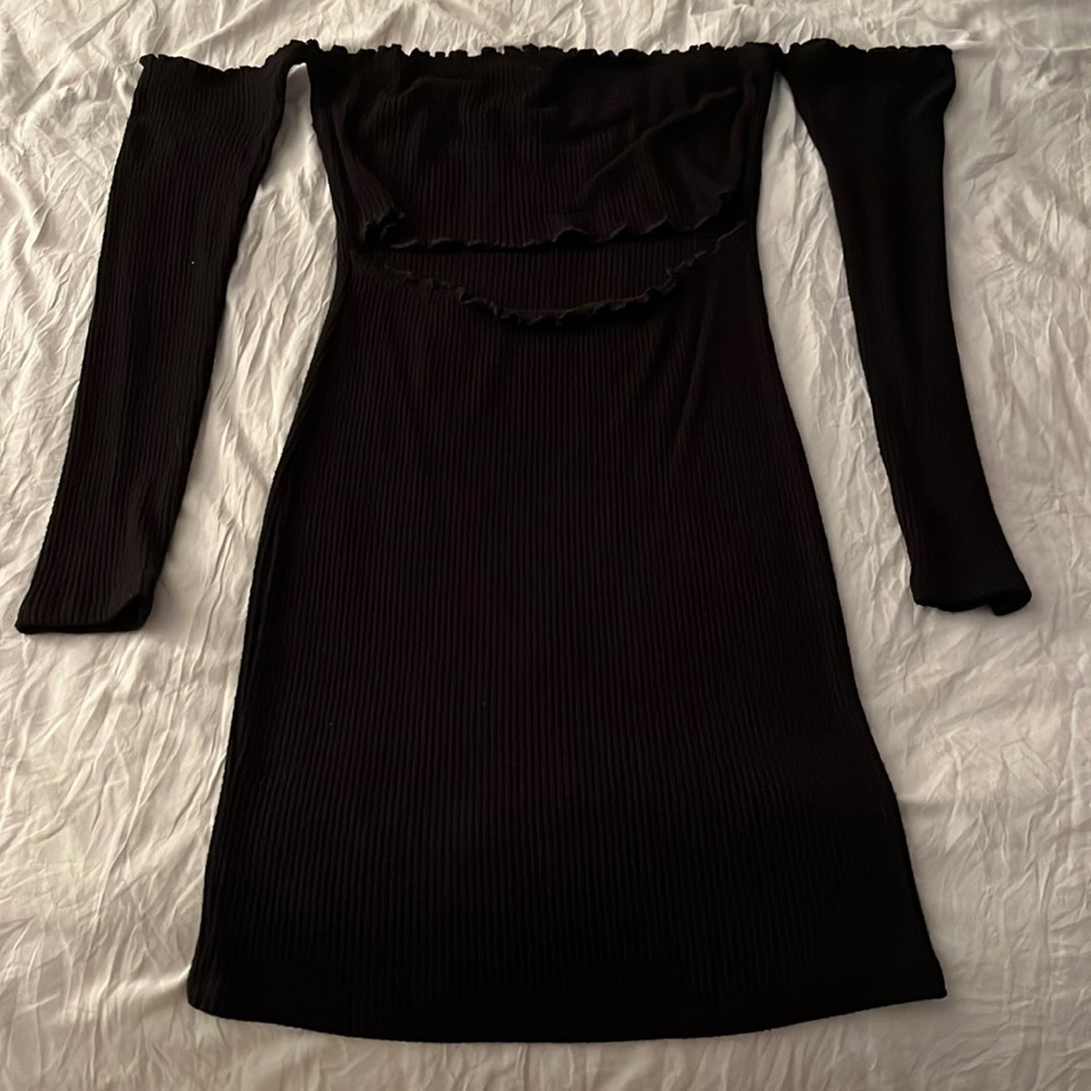Black Knit Off Shoulder Dress